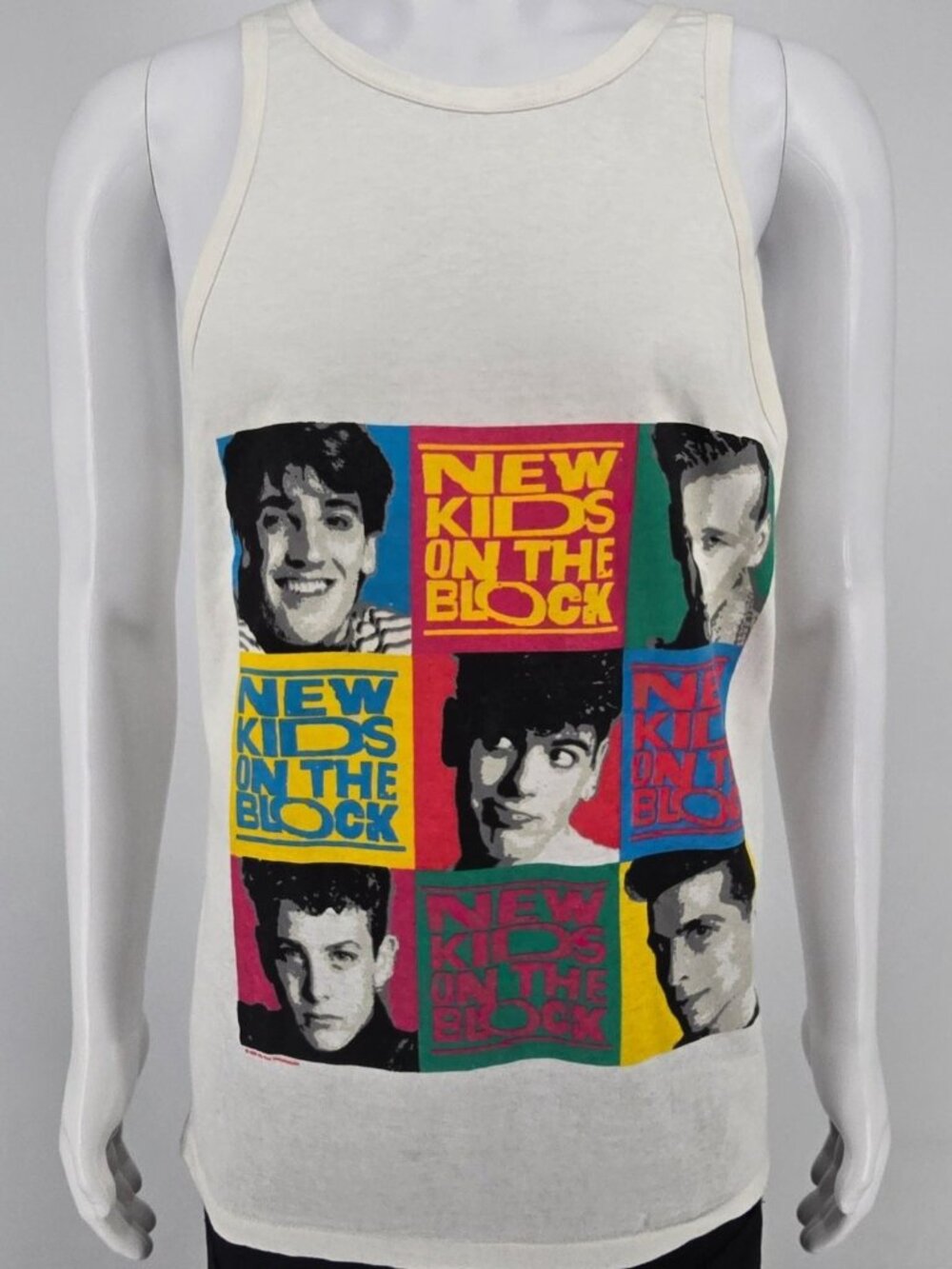 Vintage 1989 America's Finest New Kids On The Block Pop Art Graphic Tank Top (L)